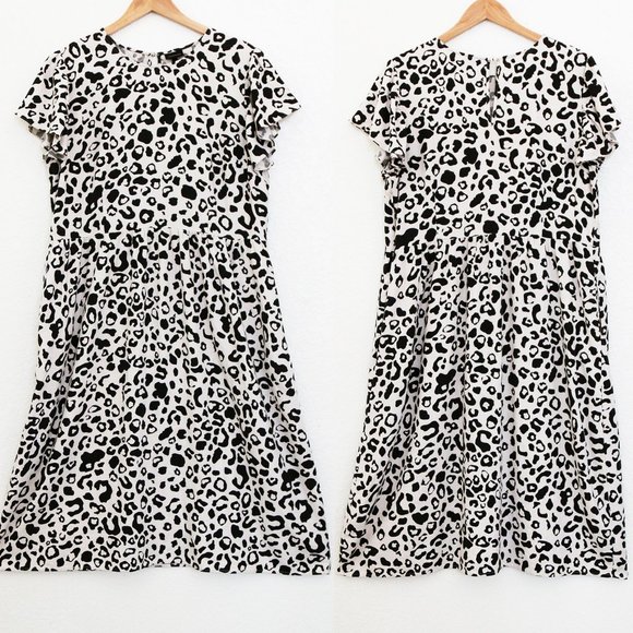 Who What Wear Linen Blend Leopard Animal Flutter Sleeves Tiered Midi Dress XXL - Picture 16 of 16